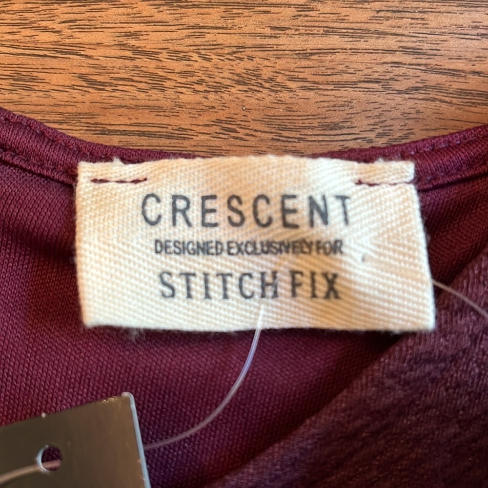 Crescent Cielia Textured Knit Dress Stitch Fix NWT Burgundy Size L - Picture 9 of 13